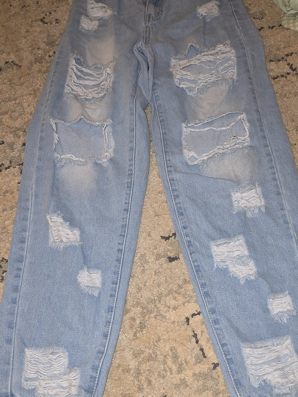 SHEIN Light Blue Distressed Boyfriend Jeans